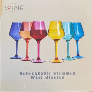 Multicolor unbreakable Stemmed Wine Glass Set of 6 by the Wine Savant New